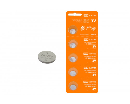 Элемент питания CR1220 Lithium 3V BP-5 (уп.100шт) - ТМ TDM