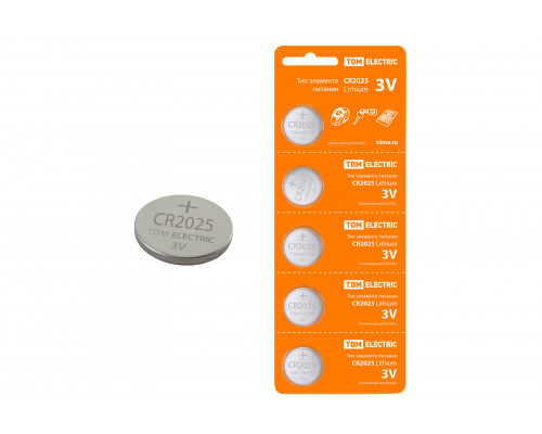 Элемент питания CR2025 Lithium 3V BP-1 (уп.100шт) - ТМ TDM Элемент питания CR2025 Lithium 3V BP-1 (уп.100шт) - ТМ TDM