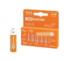 Элемент питания LR03 AAA Alkaline 1,5V PAK-8 (уп.8шт) - ТМ TDM