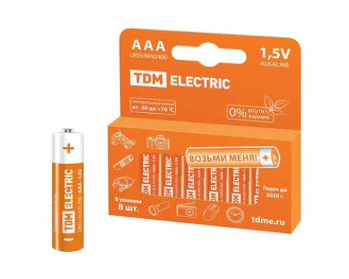 Элемент питания LR03 AAA Alkaline 1,5V PAK-8 (уп.8шт) - ТМ TDM Элемент питания LR03 AAA Alkaline 1,5V PAK-8 (уп.8шт) - ТМ TDM