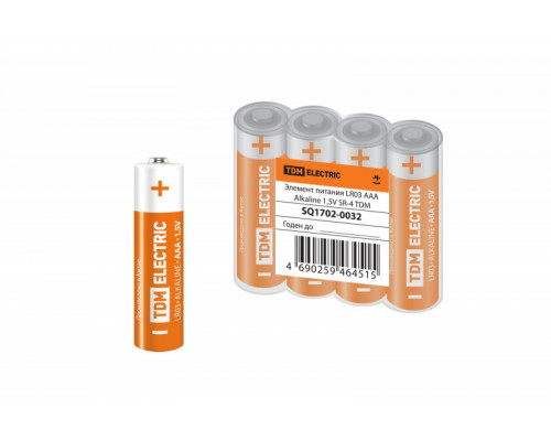 Элемент питания LR03 AAA Alkaline 1,5V SR-4 (уп.4шт) - ТМ TDM Элемент питания LR03 AAA Alkaline 1,5V SR-4 (уп.4шт) - ТМ TDM