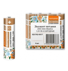 Элемент питания LR03 AAA Alkaline 1,5V SR-4 Народный (уп. 4шт) - ТМ TDM