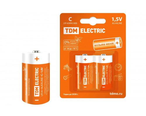 Элемент питания LR14 C Alkaline 1,5V BP-2 (уп.24шт) - ТМ TDM Элемент питания LR14 C Alkaline 1,5V BP-2 (уп.24шт) - ТМ TDM