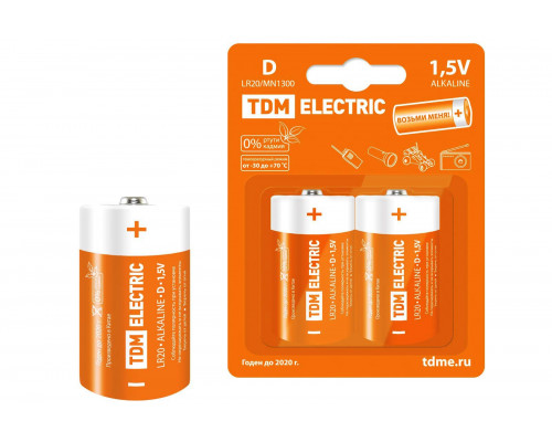 Элемент питания LR20 D Alkaline 1,5V BP-2 (уп.12шт) - ТМ TDM Элемент питания LR20 D Alkaline 1,5V BP-2 (уп.12шт) - ТМ TDM
