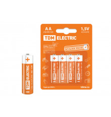 Элемент питания LR6 AA Alkaline 1,5V BP-4 (уп. 4шт) - ТМ TDM