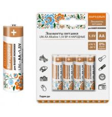 Элемент питания LR6 AA Alkaline 1,5V BP-4 Народный (уп. 4шт) - ТМ TDM