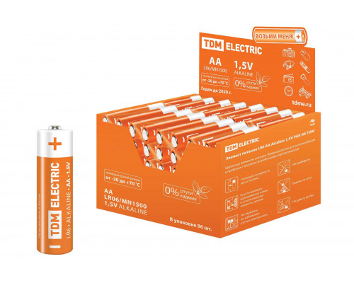 Элемент питания LR6 AA Alkaline 1,5V PAK-96 (уп.96шт) - ТМ TDM Элемент питания LR6 AA Alkaline 1,5V PAK-96 (уп.96шт) - ТМ TDM