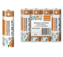 Элемент питания LR6 AA Alkaline 1,5V SR-4 Народный (уп. 4шт) - ТМ TDM