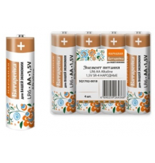 Элемент питания LR6 AA Alkaline 1,5V SR-4 Народный (уп. 4шт) - ТМ TDM