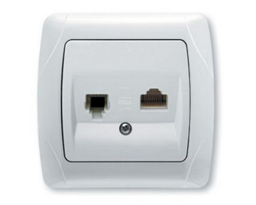 Розетка комп-тел (RJ45 CAT6-RJ11), серия Carmen (уп.12шт) - TM VIKO