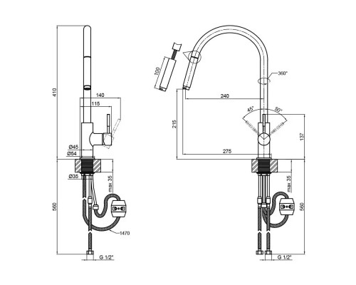 Смеситель для кухни с выдвижным изливом Lidz (NKS) 12 32 015FL-8