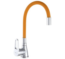 Смеситель Zerix SOP7 045  кухня, Оранжевый гибкий излив, гайка, однорычажный  ТМ ZERIX