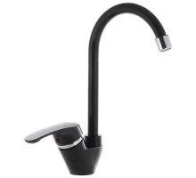 Смеситель PLAMIX AFINA-011 Черный (без подводки), кухня, высокий излив, однорычажный,