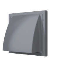 Выход стенной вытяжной с обратным клапаном 150х150 с фланцем D125, ASA, сер - ТМ VE