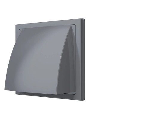 Выход стенной вытяжной с обратным клапаном 150х150 с фланцем D125, ASA, сер - ТМ VE