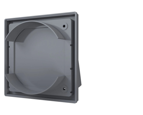 Выход стенной вытяжной с обратным клапаном 150х150 с фланцем D125, ASA, сер - ТМ VE