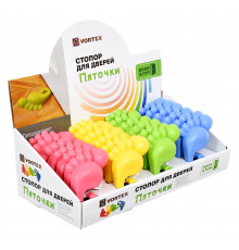 Стопор для дверей "Пяточки" 12х9,5х2,5см, пластик (уп.96/24шт) - TM VORTEX