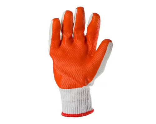 Перчатки каменщика х/б белые, красный латекс, неполн. облив 10"(L) - TM Profmet.