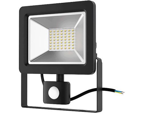 Прожектор светодиодный 30W 6000K IP65 220/240V, (с датчиком)  черный - TM TIR