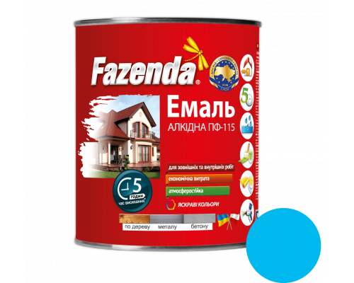 Голубая эмаль ПФ-115, Fazenda, 0,9кг, 6 шт Голубая эмаль ПФ-115, Fazenda, 0,9кг, 6 шт