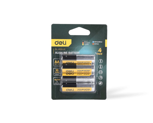 Элемент питания LR6 AA Alkaline 1,5V (уп. 4шт) - TM DELI Элемент питания LR6 AA Alkaline 1,5V (уп. 4шт) - TM DELI