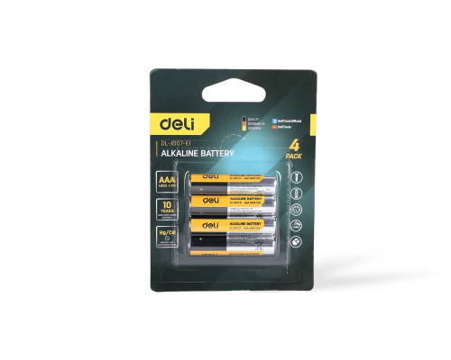 Элемент питания LR03 AAA Alkaline 1,5V (уп.4шт) - TM DELI Элемент питания LR03 AAA Alkaline 1,5V (уп.4шт) - TM DELI