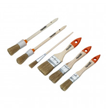 Набор кистей, 6 шт, плоские 3/4", 1", 1/5" круглые №1, №2, №4 - TM Sparta.