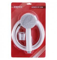Душевой набор, БЕЛЫЙ, SHOWER SET-02W (шланг, лейка, кронштейн) TM Zerix