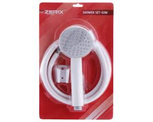 Душевой набор, БЕЛЫЙ, SHOWER SET-02W (шланг, лейка, кронштейн) TM Zerix