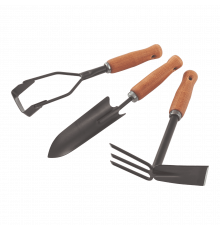 Набор сад. ин-та, деревян. рукоятки, 3 пр-та (мотыжка; совок; полольник) - TM Palisad