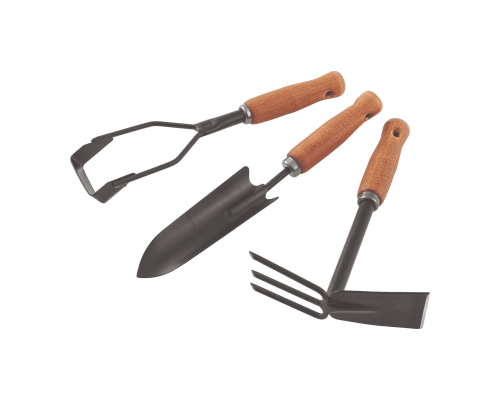 Набор сад. ин-та, деревян. рукоятки, 3 пр-та (мотыжка; совок; полольник) - TM Palisad