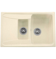 Мойка гранитная ЧЁРНАЯ две чашы 782 x 495мм 1мал.+1бол. (в комплекте с сифоном) - ТМ Юкинокс