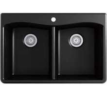 Мойка кухонная, композитная, двойная, черная, 838х559х244 TM KOHLER