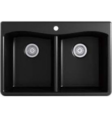 Мойка кухонная, композитная, двойная, черная, 838х559х244 TM KOHLER