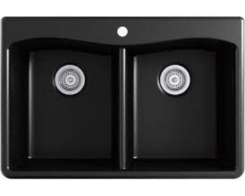 Мойка кухонная, композитная, двойная, черная, 838х559х244 TM KOHLER