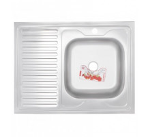 Мойка нерж. Zerix 80*60, правая, выпуск бол.+ СИФОН,  0,6 мм, глубина 160 мм DECOR ТМ ZERIX