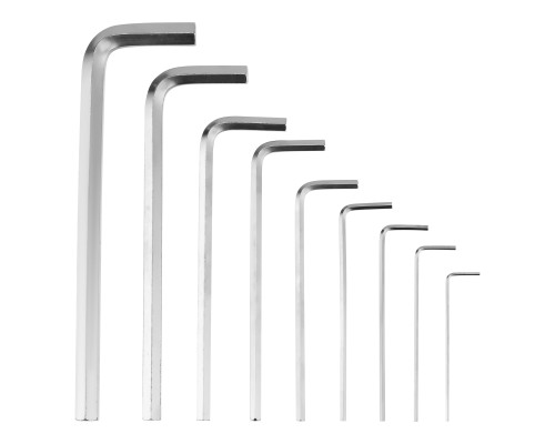 Набор ключей имбусовых HEX 1,5–10 мм, 45x, закаленные, 9шт., Удлиненные, никель - ТМ Sparta