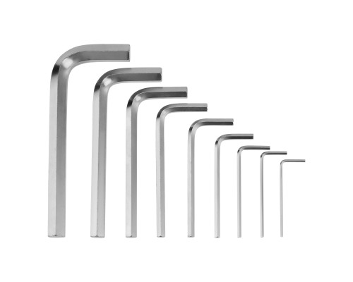 Набор ключей имбусовых HEX 2–12 мм, 45x, закаленные, 9шт., Короткие, никель - ТМ Sparta