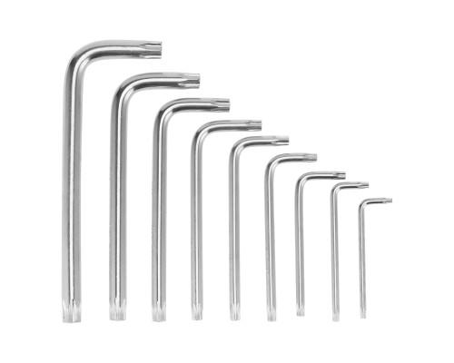 Набор ключей имбусовых Tamper-Torx, 9шт.: TT10-TТ50, 45x, закаленные, Короткие, никель - ТМ Sparta