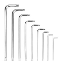 Набор ключей имбусовых Tamper-Torx, 9шт.: TT10-ТT50, 45x, закаленные, Удлиненные, никель - TM Sparta