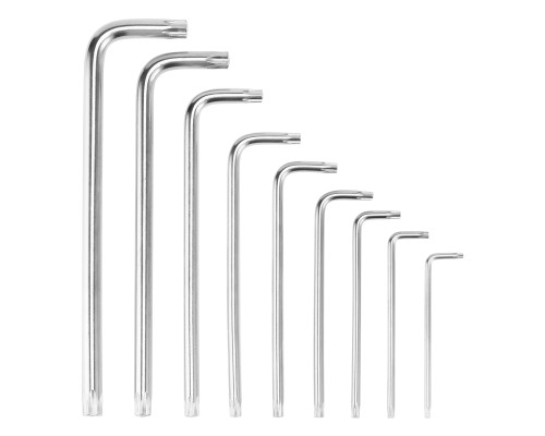 Набор ключей имбусовых Tamper-Torx, 9шт.: TT10-ТT50, 45x, закаленные, Удлиненные, никель - TM Sparta