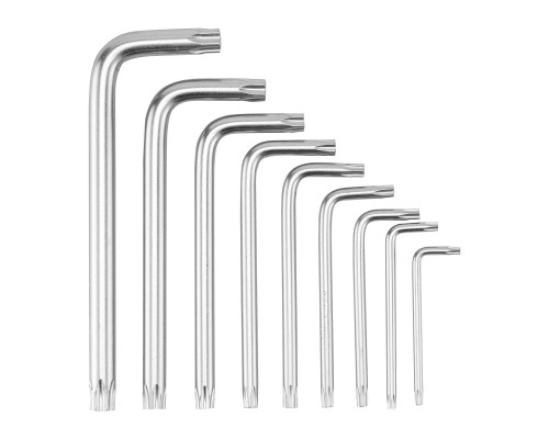 Набор ключей имбусовых Torx -Torx Tamper: 9шт, T10-T50, CrV, коротких, сатин, чехол - TM MTX