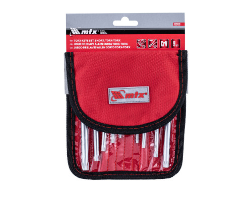 Набор ключей имбусовых Torx -Torx Tamper: 9шт, T10-T50, CrV, коротких, сатин, чехол - TM MTX