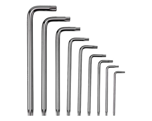Набор ключей имбусовых Torx -Torx Tamper: 9шт, T10-T50, CrV, удлиненных, с сатин., чехол - TM MTX