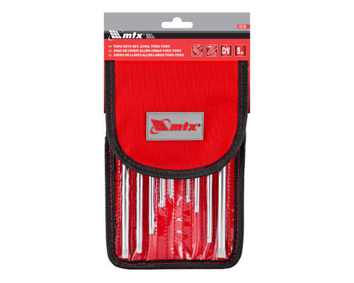 Набор ключей имбусовых Torx -Torx Tamper: 9шт, T10-T50, CrV, удлиненных, с сатин., чехол - TM MTX