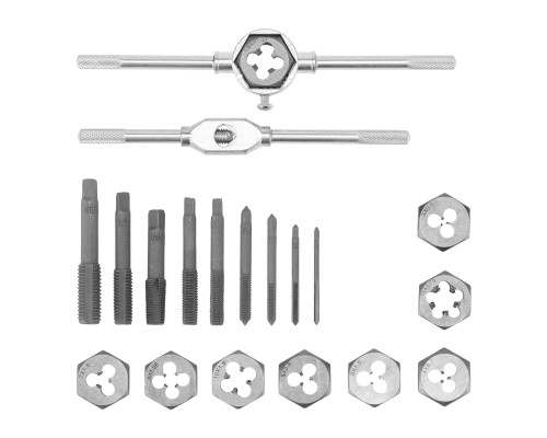Набор метчиков и плашек М3-М12, плашко-метчикодержатель, 20пред., пласт. бокс - TM Sparta