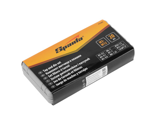 Набор метчиков и плашек М3-М12, плашко-метчикодержатель, 20пред., пласт. бокс - TM Sparta