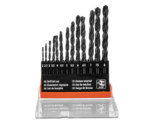 Набор сверл по металлу, 2-8 мм (через 0,5 мм), HSS, 13шт.цилиндрический хвостовик - ТМ Sparta.