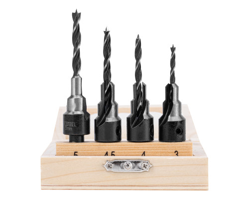 Набор сверл под конфирмат, 3-4-4,5-5мм, 4шт (уп.12)-TM Denzel