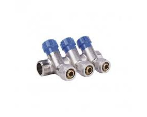 Коллектор 3/4" с регулирующими вентелями и фитингом, 3 выхода SD230W3 ТМ SD Plast Коллектор 3/4" с регулирующими вентелями и фитингом, 3 выхода SD230W3 ТМ SD Plast